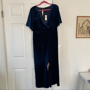 Anthropologie velvet jumpsuit - Sapphire blue
